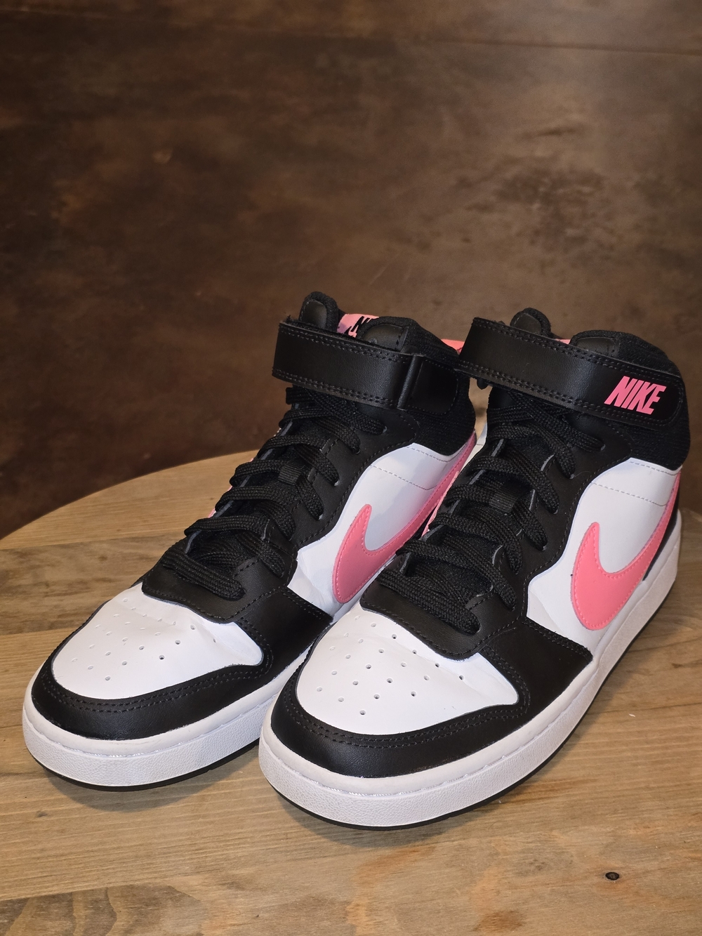 Nike Court Borough Mid 2 Kids 7Y Black White Pink High Top Sneakers